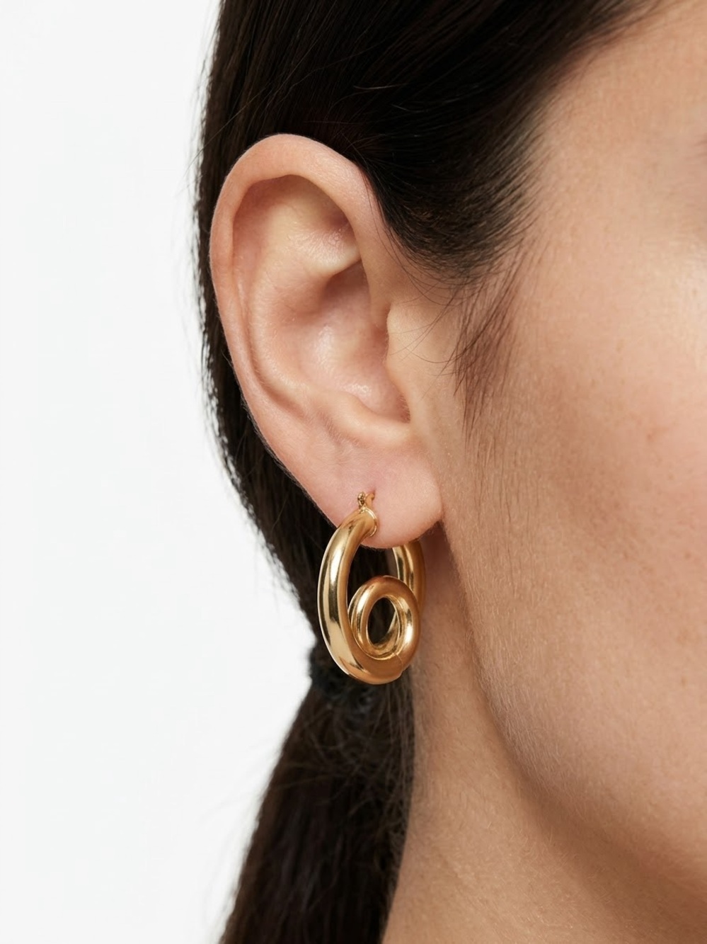 Gold Double Hoop Twist Earrings - Women Jewelry